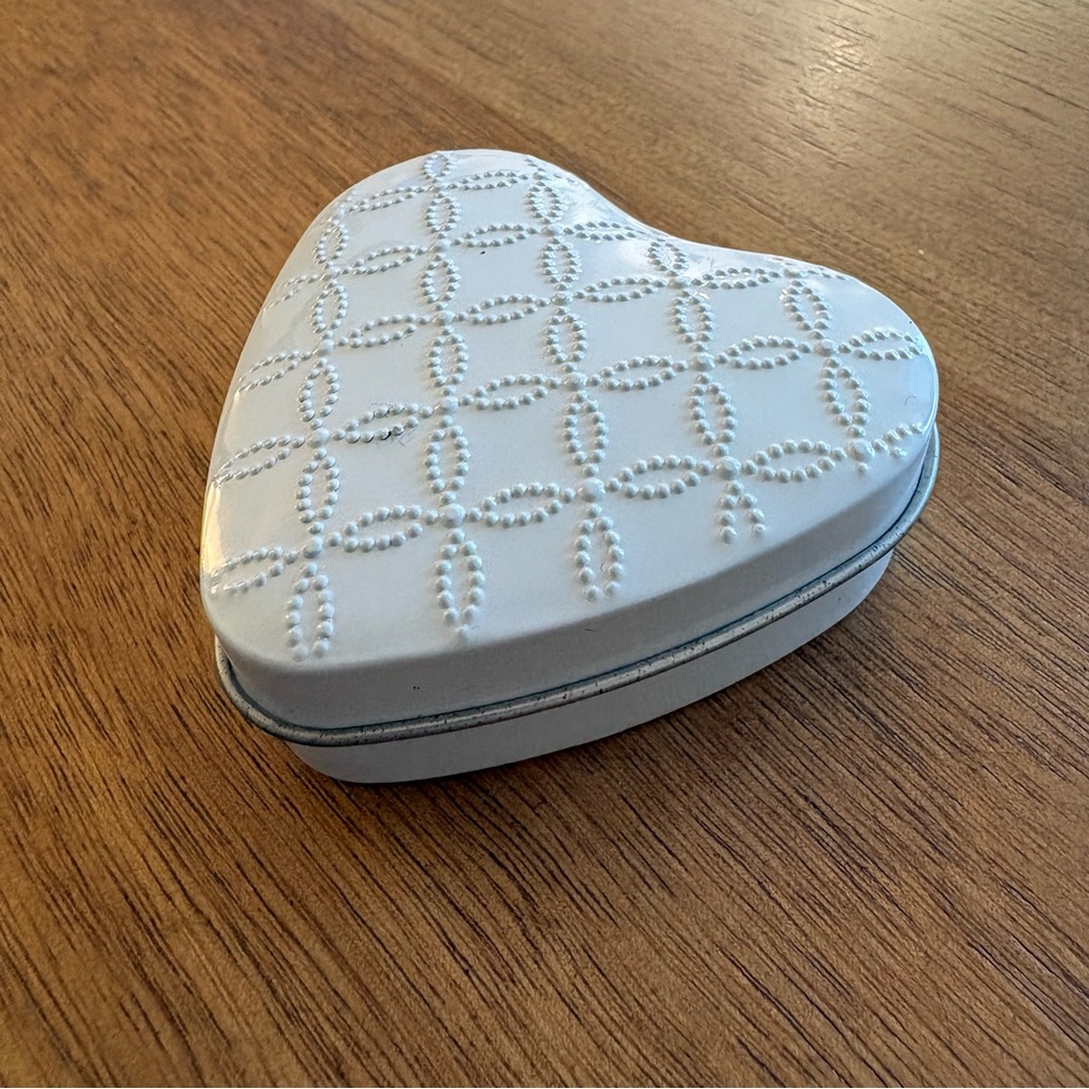 Martha Stewart White Embossed Heart Tin